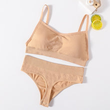 Charger l&#39;image dans la galerie, Women Bra Panties Set Push Up Sports Bra Set Sexy G-String Seamless Active Bra Thong Lingerie Set Fitness Crop Top Underwear
