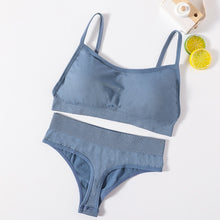 Charger l&#39;image dans la galerie, Women Bra Panties Set Push Up Sports Bra Set Sexy G-String Seamless Active Bra Thong Lingerie Set Fitness Crop Top Underwear