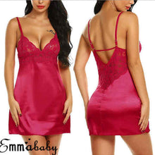 Charger l&#39;image dans la galerie, Women&#39;s Night Short Dress Nightgown Satin Silk Lace Lingerie Pajamas Sleepwear Women Dress 2021 Summer Sexy Underwear XL