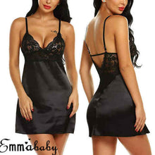 Charger l&#39;image dans la galerie, Women&#39;s Night Short Dress Nightgown Satin Silk Lace Lingerie Pajamas Sleepwear Women Dress 2021 Summer Sexy Underwear XL