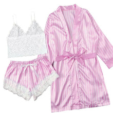 Load image into Gallery viewer, Long sleeve Womens Pajamas Sexy Lace Lingerie Nightwear Underwear Sleepwear 3PC Suit Pajama Sets For Women Pijama Mujer