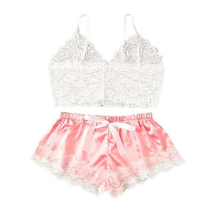 Long sleeve Womens Pajamas Sexy Lace Lingerie Nightwear Underwear Sleepwear 3PC Suit Pajama Sets For Women Pijama Mujer