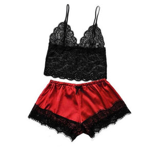 Long sleeve Womens Pajamas Sexy Lace Lingerie Nightwear Underwear Sleepwear 3PC Suit Pajama Sets For Women Pijama Mujer