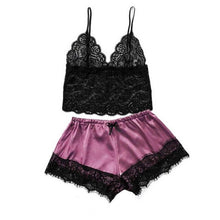 Load image into Gallery viewer, Long sleeve Womens Pajamas Sexy Lace Lingerie Nightwear Underwear Sleepwear 3PC Suit Pajama Sets For Women Pijama Mujer
