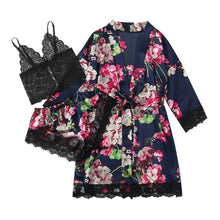 Load image into Gallery viewer, Long sleeve Womens Pajamas Sexy Lace Lingerie Nightwear Underwear Sleepwear 3PC Suit Pajama Sets For Women Pijama Mujer