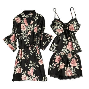 Long sleeve Womens Pajamas Sexy Lace Lingerie Nightwear Underwear Sleepwear 3PC Suit Pajama Sets For Women Pijama Mujer