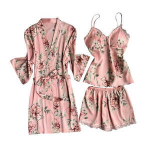 Long sleeve Womens Pajamas Sexy Lace Lingerie Nightwear Underwear Sleepwear 3PC Suit Pajama Sets For Women Pijama Mujer