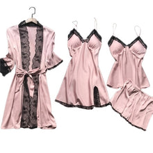 Load image into Gallery viewer, Long sleeve Womens Pajamas Sexy Lace Lingerie Nightwear Underwear Sleepwear 3PC Suit Pajama Sets For Women Pijama Mujer