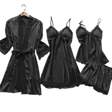 Load image into Gallery viewer, Long sleeve Womens Pajamas Sexy Lace Lingerie Nightwear Underwear Sleepwear 3PC Suit Pajama Sets For Women Pijama Mujer