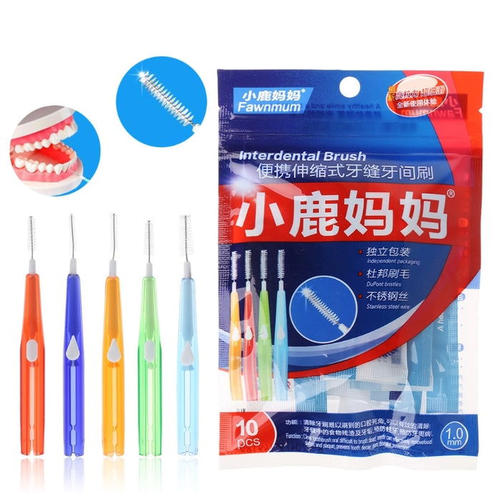 10pc Adults Interdental Brush Clean Between Teeth Floss Toothpick Oral Care Tool