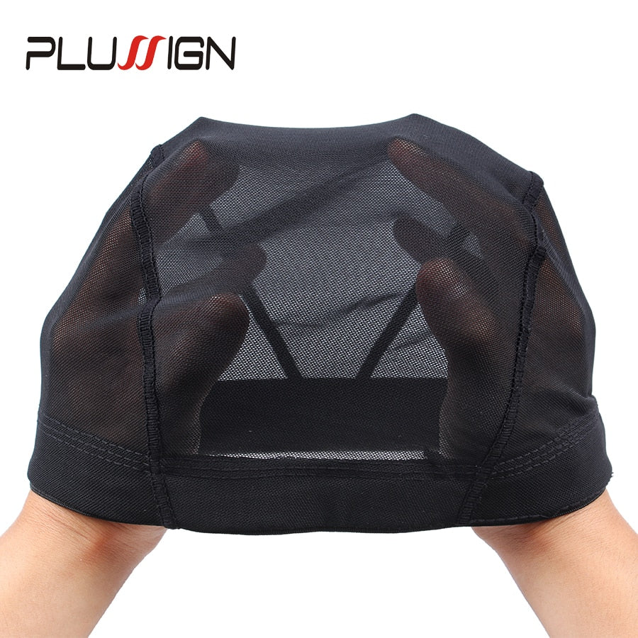 Plussign Black Mesh Dome Cap Wholesale 1PC Breathable Glueless Stretchable Spandex Hair Net Weave Cap For Making A Wig