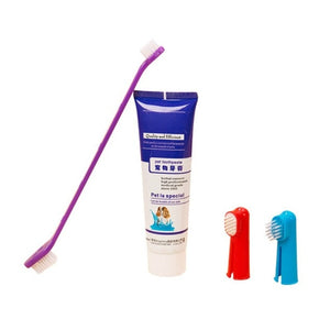 Dog Toothpaste Toothbrush 4 Piece Set Cleaning Supplies Tool Edible Dog Toothpaste Beef Flavor