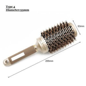2019 Cerámica Aluminio Profesional Enredo Peine para el cabello Cepillo para el cabello Peines de peluquería redondos para salón Peluquería Herramienta de estilismo