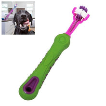 Cargar imagen en el visor de la galería, Cepillo de dientes para perros de tres cabezas, cuidado de los dientes para perros, suministros de limpieza para perros y gatos, accesorios de limpieza para mascotas