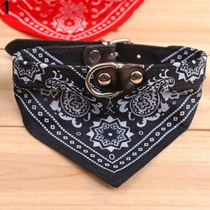 Fashion Adjustable Pet Dog Cat Bandana Scarf Collar Leather Printed Neckerchief Pet Ties Pet Supplies For Chihuahua Puppy Pet